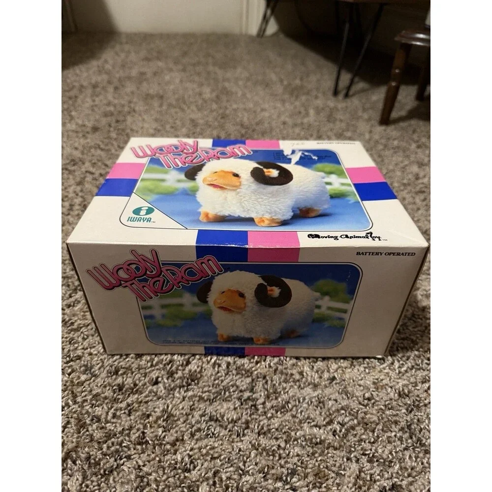 Vintage Iwaya Wooly The Ram Battery Operated Moving Animal Toy w/ Box Works